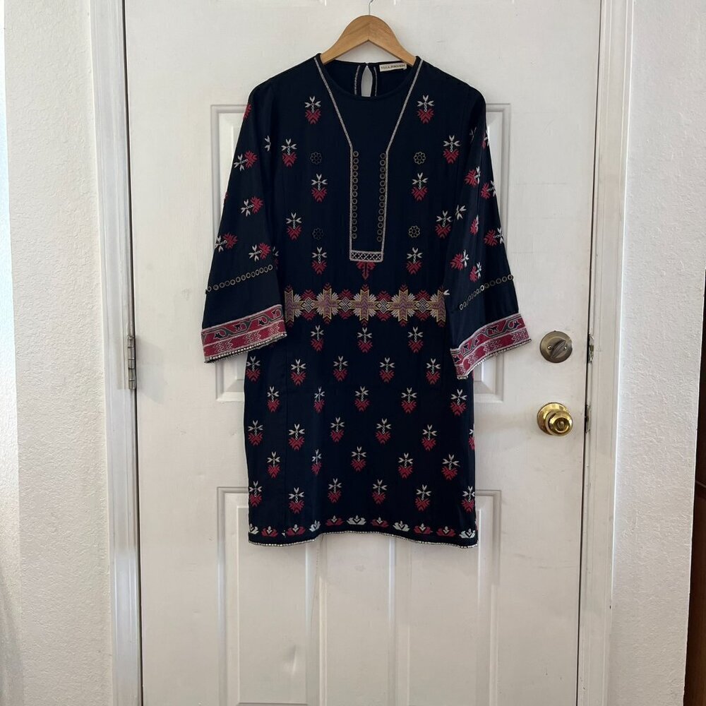 Ulla Johnson Black Aztec Embroidered Intricate Beaded Bohemian Dress Sz 0P - Picture 13 of 16